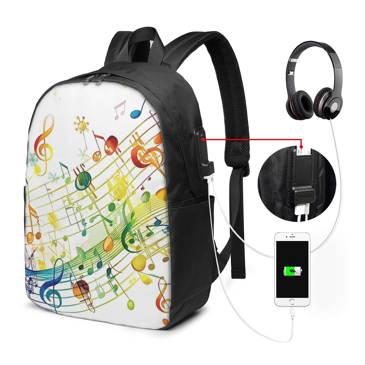 Laptop Bag - Abstract Piano Keys With Musical Notes